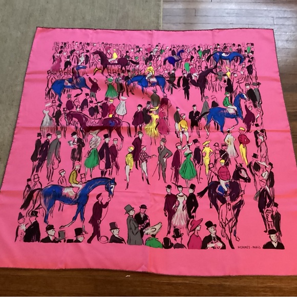 Hermes “Paddock”Pink and Purple Patterned Scarf - Picture 7 of 9